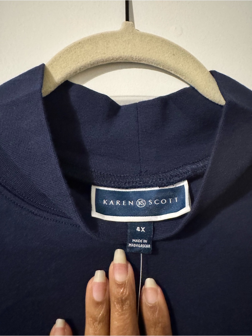 Karen Scott Navy Mockneck